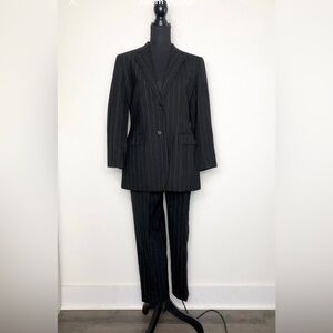 Lauren Ralph Lauren Women’s Black Pinstripe Wool Blazer & Pant Suit Set